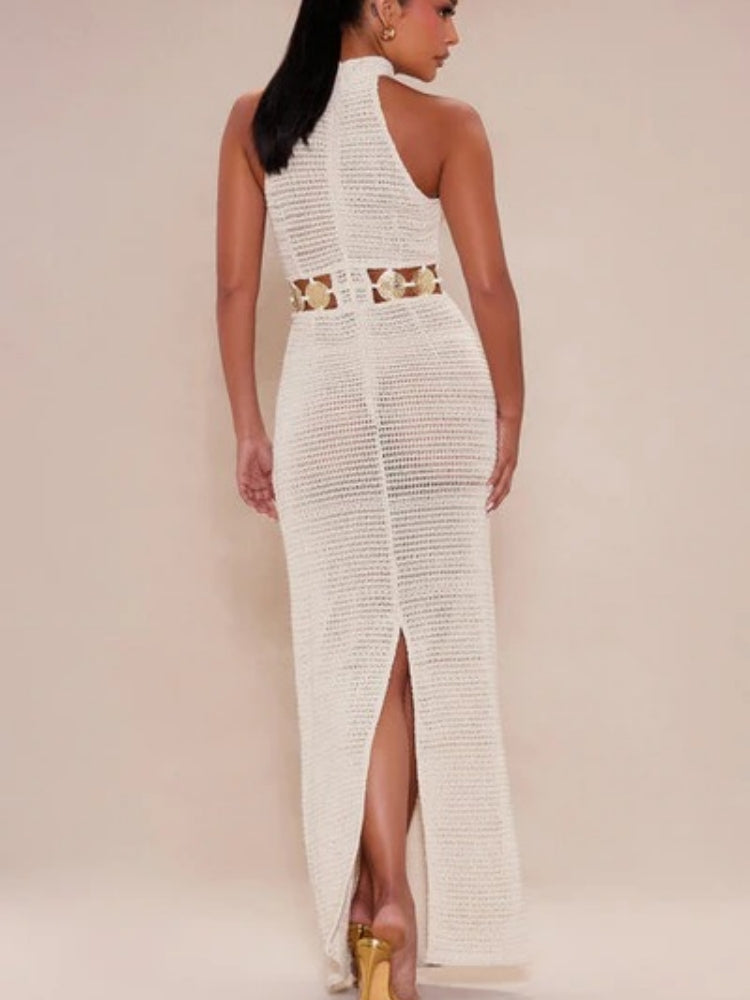 Maldivian Crochet Maxi Dress - Cream