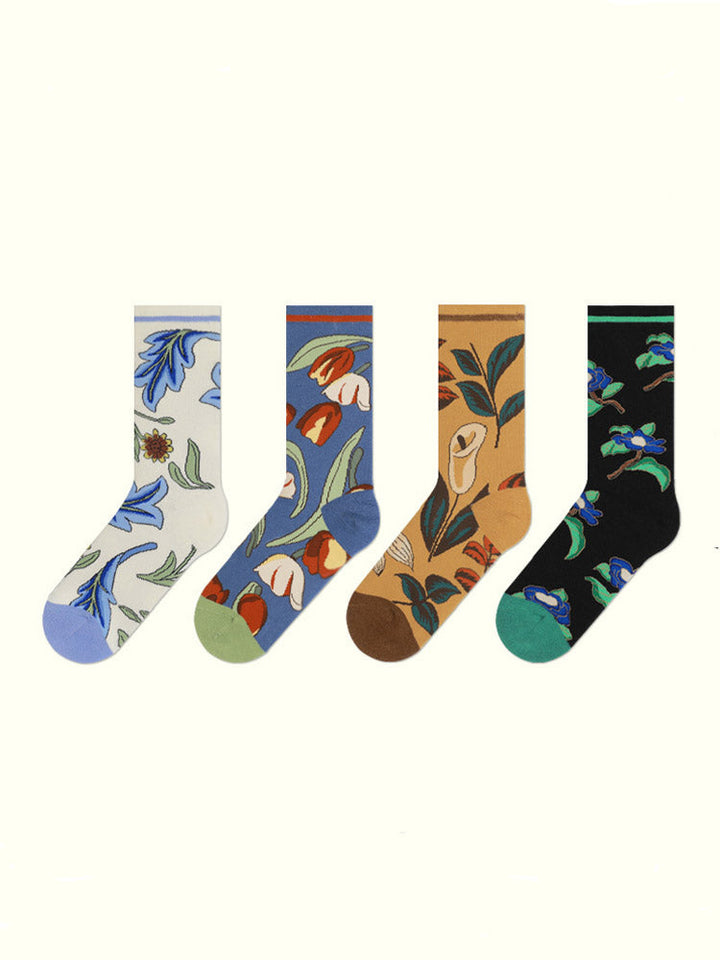 Floral Pattern Cotton Socks