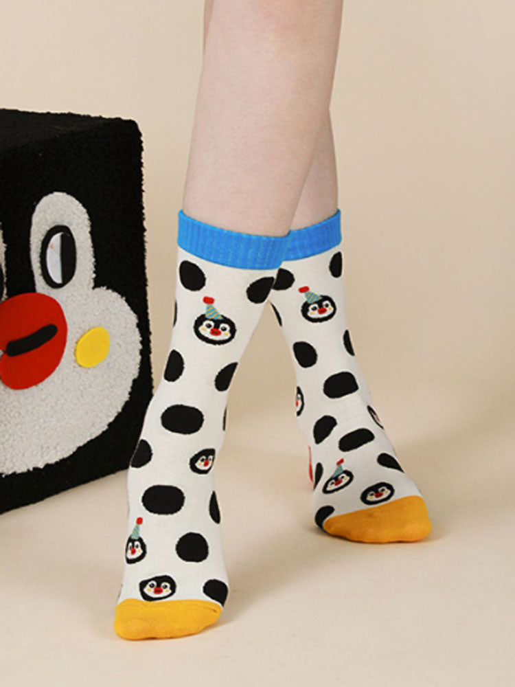 Cute Cartoon Penguin Polka Dot Socks