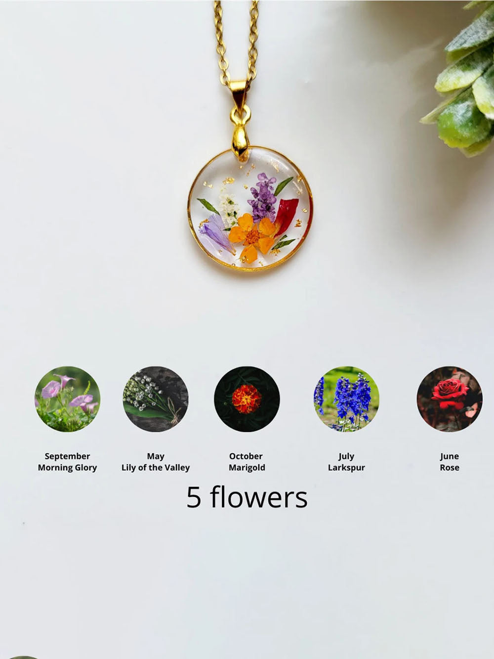 Resin gedréckt Blummen Kette - Handgemaach Gebuert Blummen Bouquet