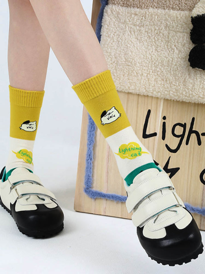 Cute Cartoon Kitty Mid-Calf Socks