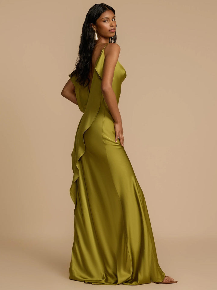 Sexy Elegant Satin Side High Slit Maxi Dress