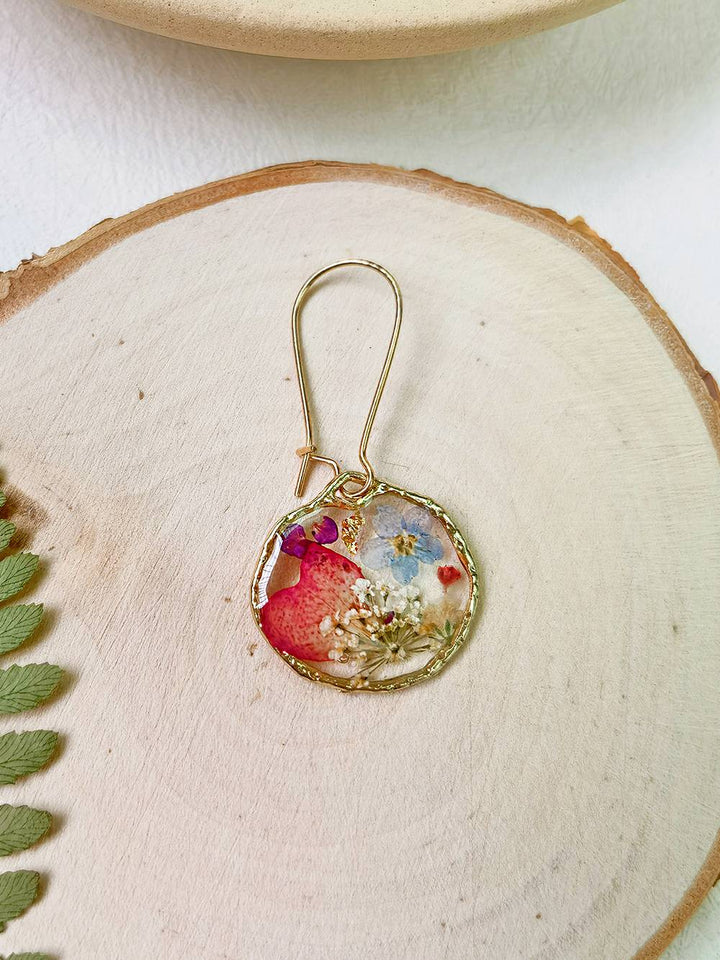 Resin Pressed Flower Earrings - Rose Petal Garden