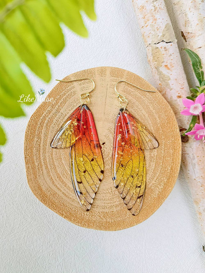 Butterfly Wing Handgjorda Crystal Gold Folie Örhänge
