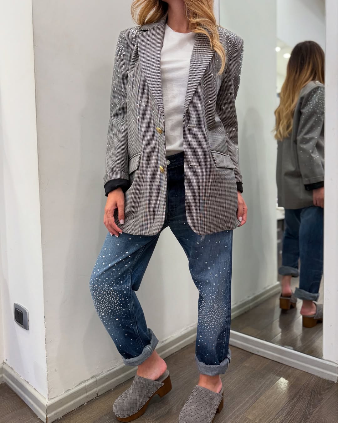 Stardust Gradient Embellished Boyfriend Jeans