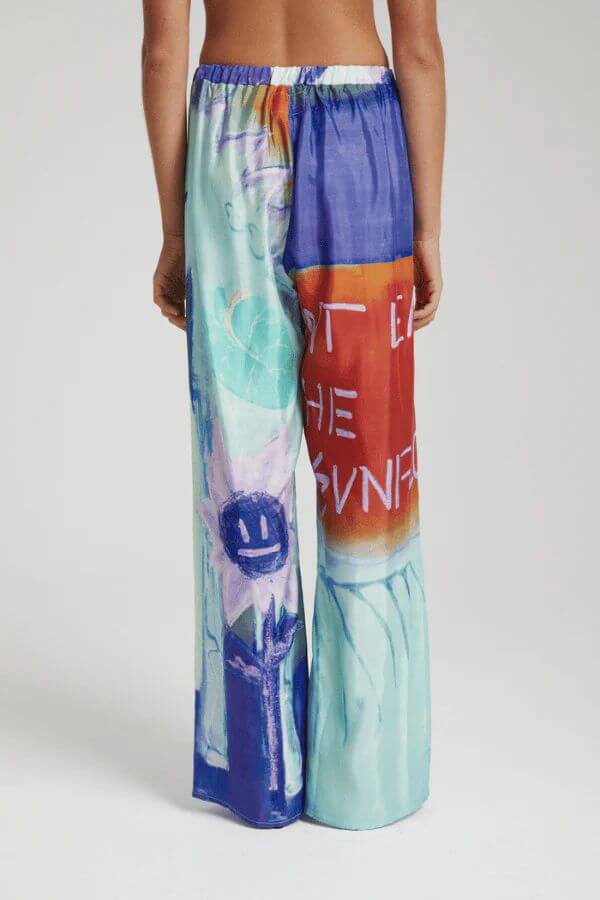 Unique Ink Floral Print Loose Wide-Leg Pants