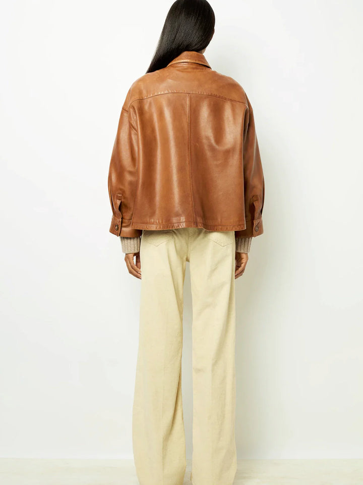 Minimalist Boxy Leather Short Jacket