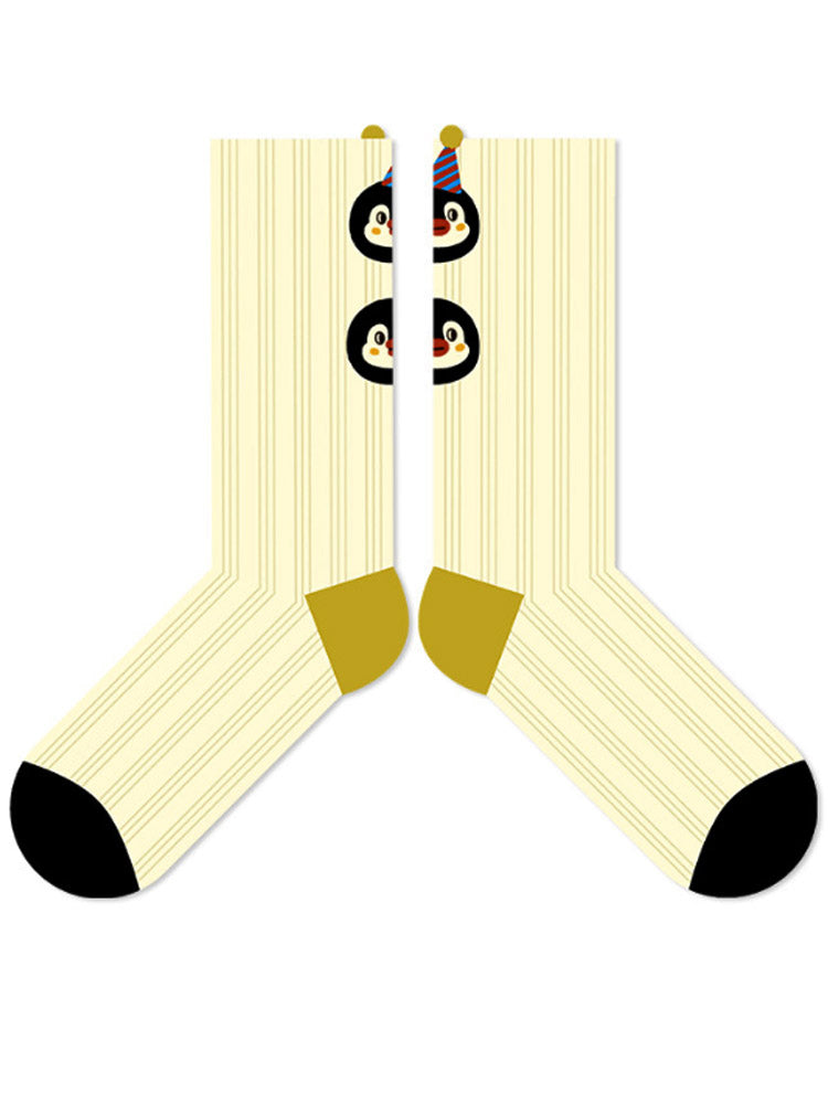 Cartoon Penguin Striped Socks