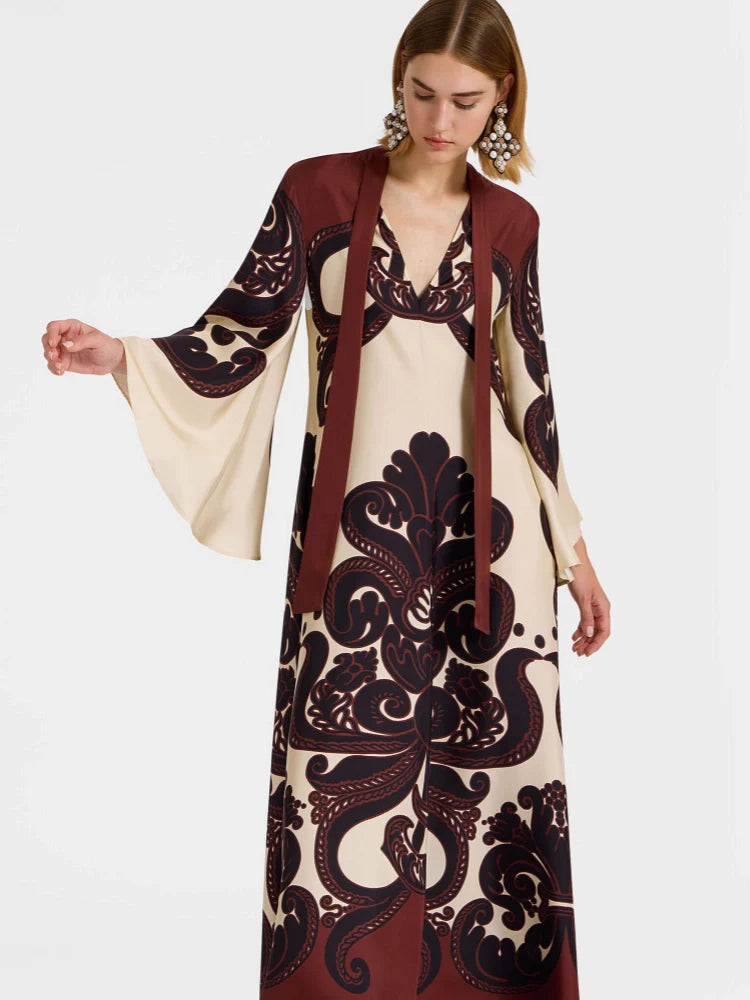 Grenadilla Print Satin Dress