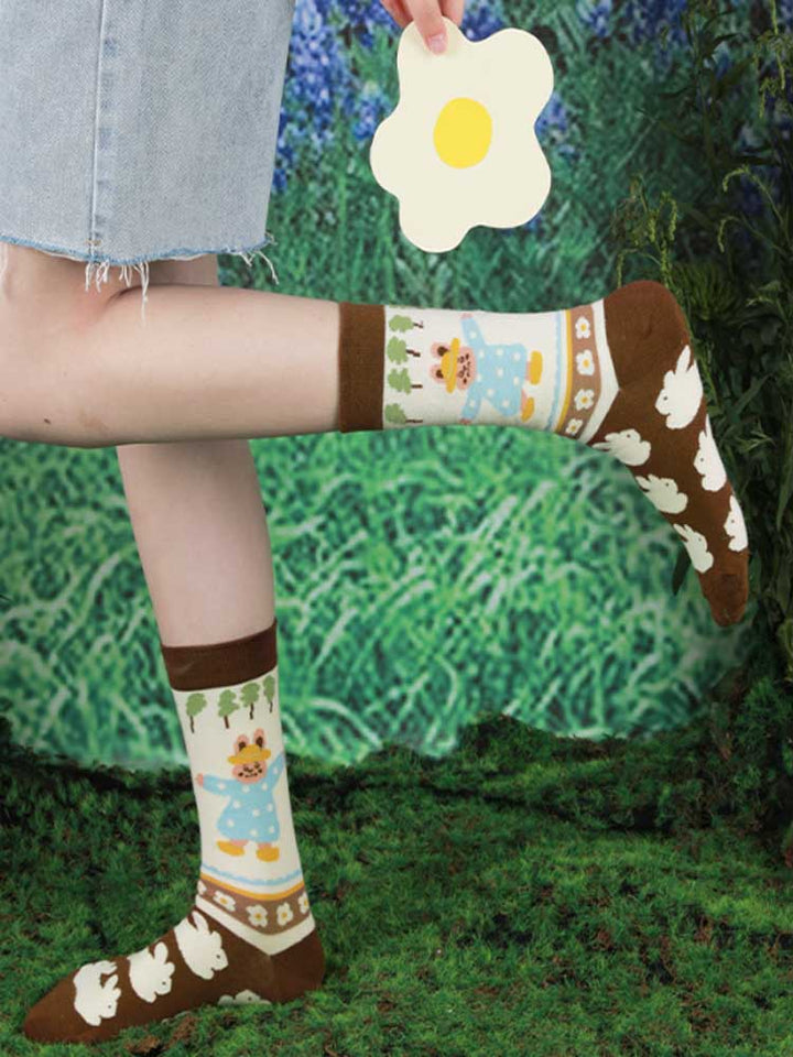 Cute Bunny Mid-Calf Socks