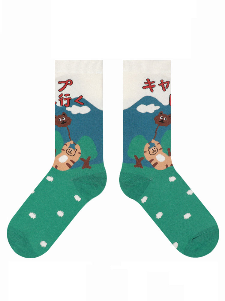 Chaussettes mignonnes en coton à motif de chat de dessin animé