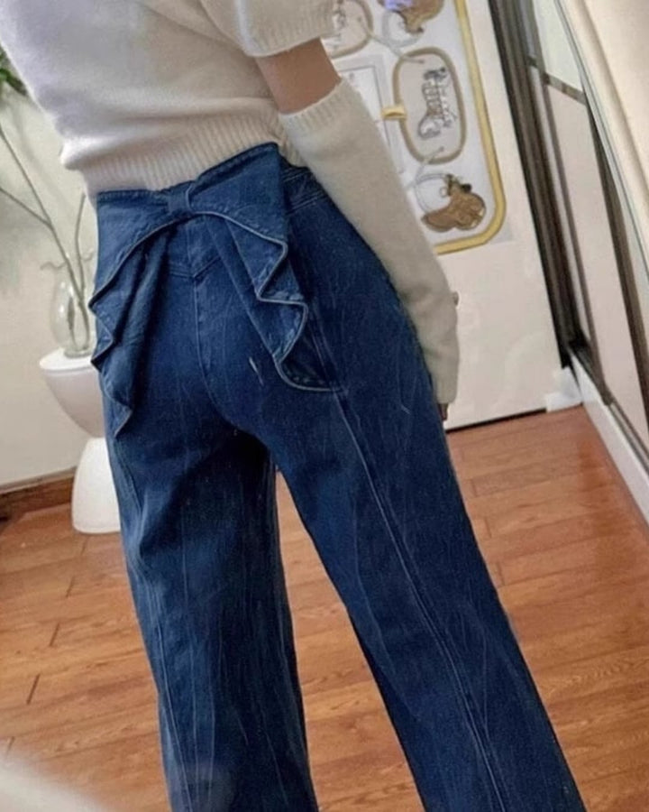 Stretch Jeans With Bow At Back