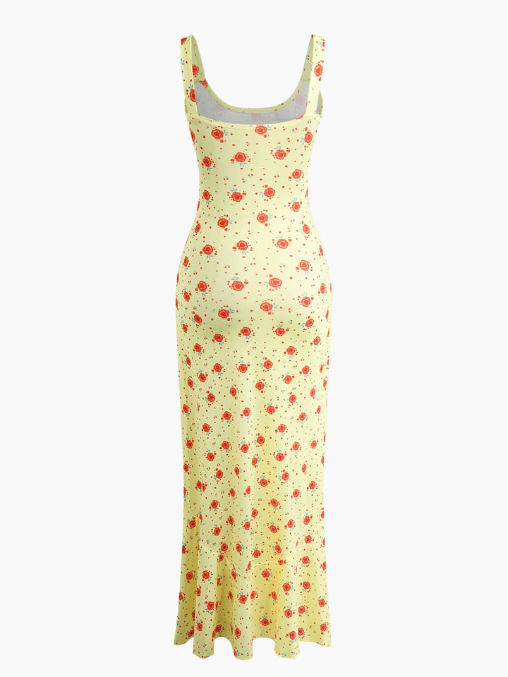 Bloemenprint zeemeermin slip maxi-jurk