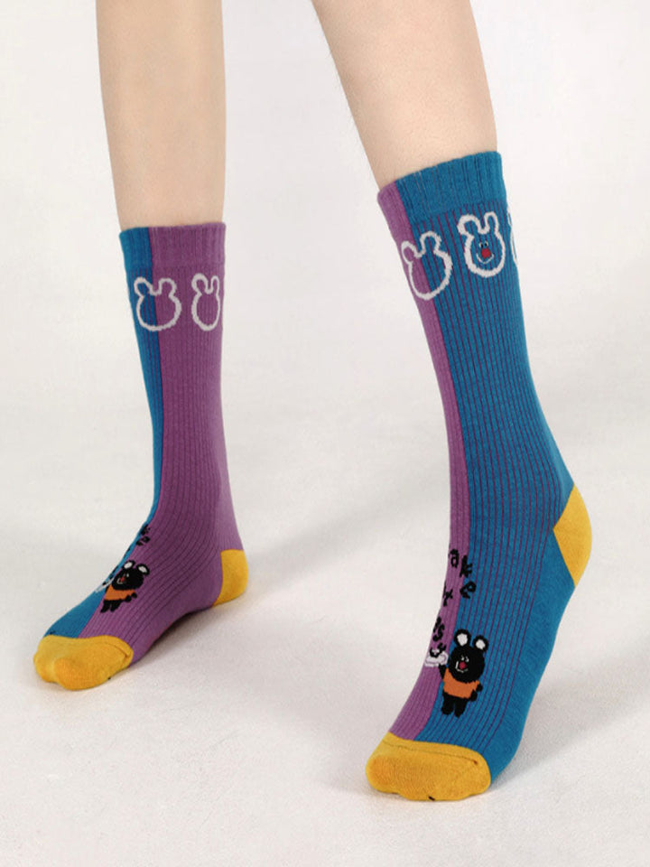 Chaussettes en coton ours noir dessin animé