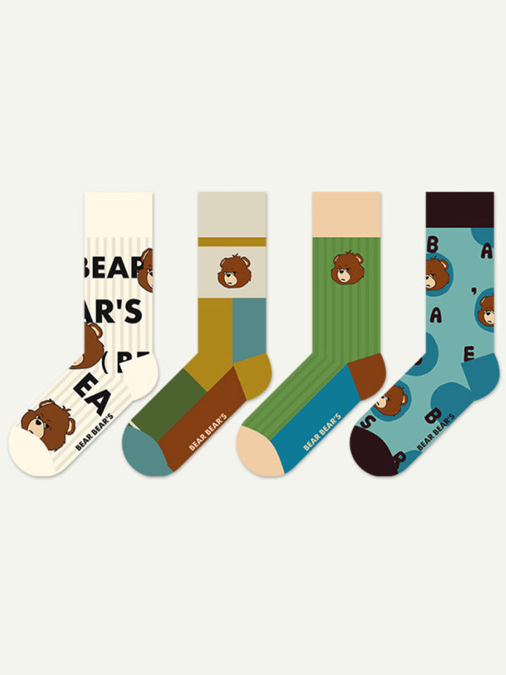 Cartoon-Bär-Alphabet-Baumwollsocken