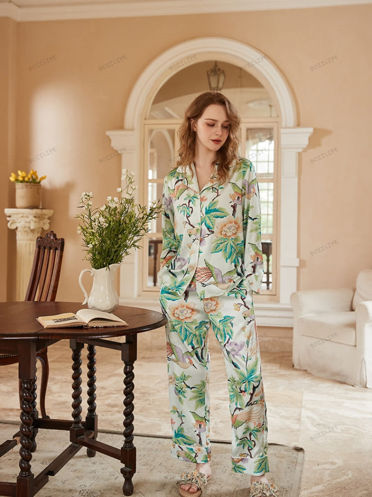 Peony Print Long-Sleeve Loungewear Set