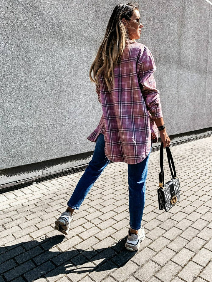 Plaid Casual gekämmt Woll Cardigan Jacket