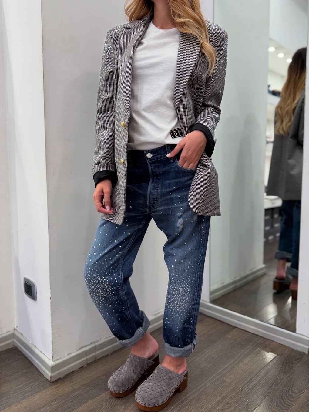 Stardust Gradient Embellished Boyfriend Jeans