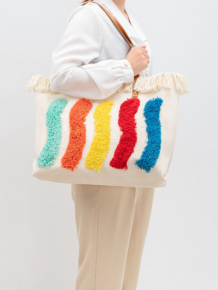 Broderéiert Rainbow Muster Tote Bag