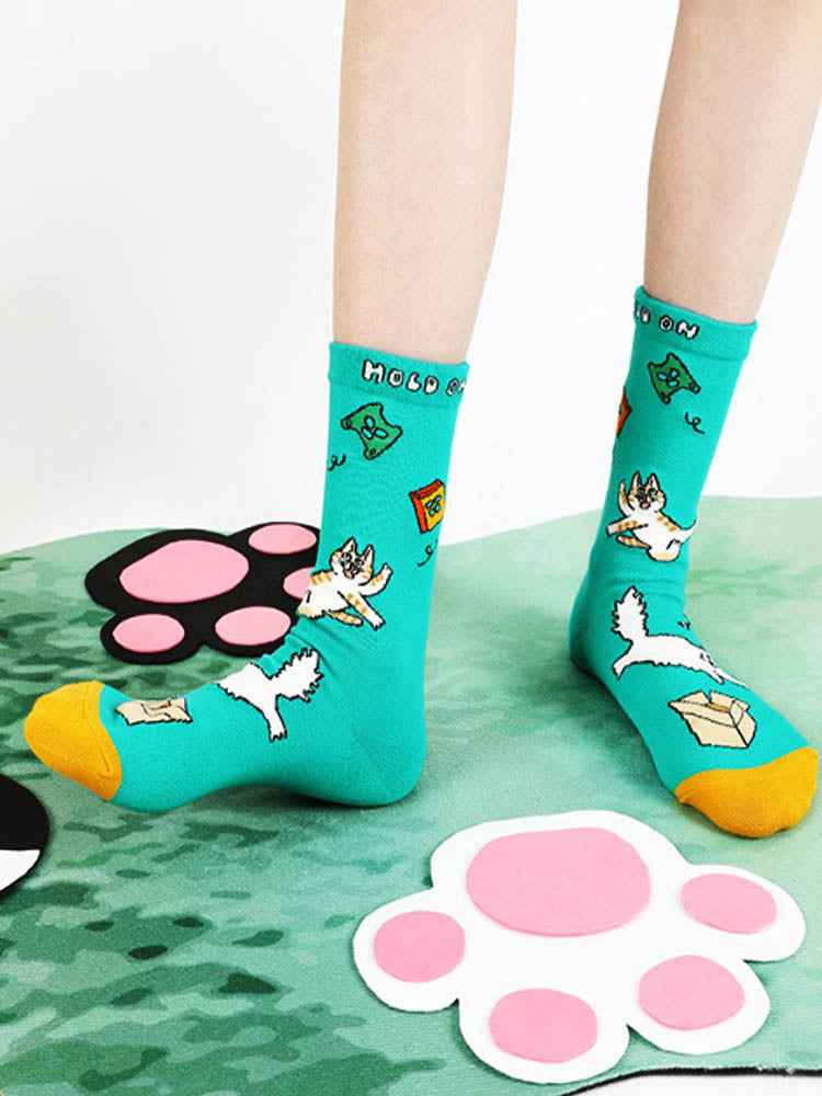 Χαριτωμένα Cartoon Meow Meow Mid-Calf κάλτσες