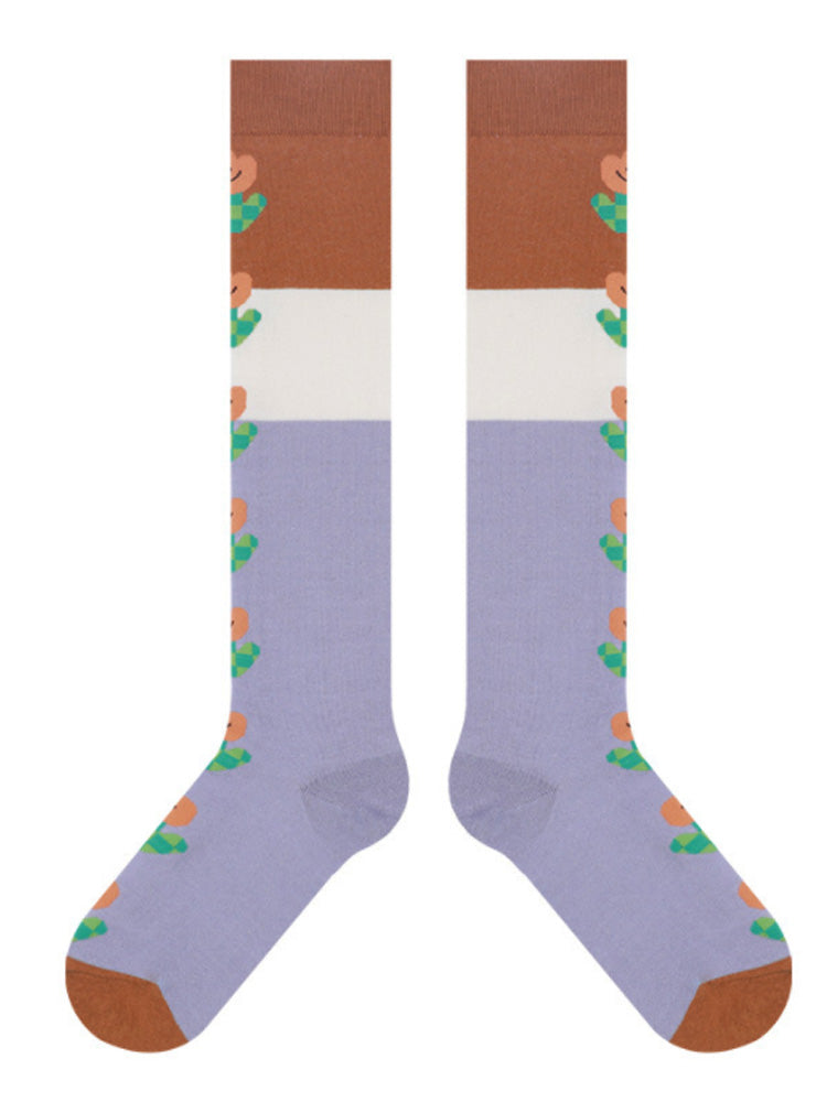 Séiss Print Knéi-Héich Socks