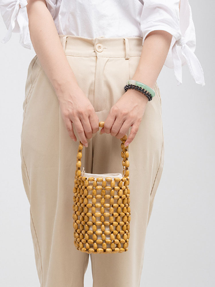 Hëlzent-Out Holz Bead Woven Bucket Bag