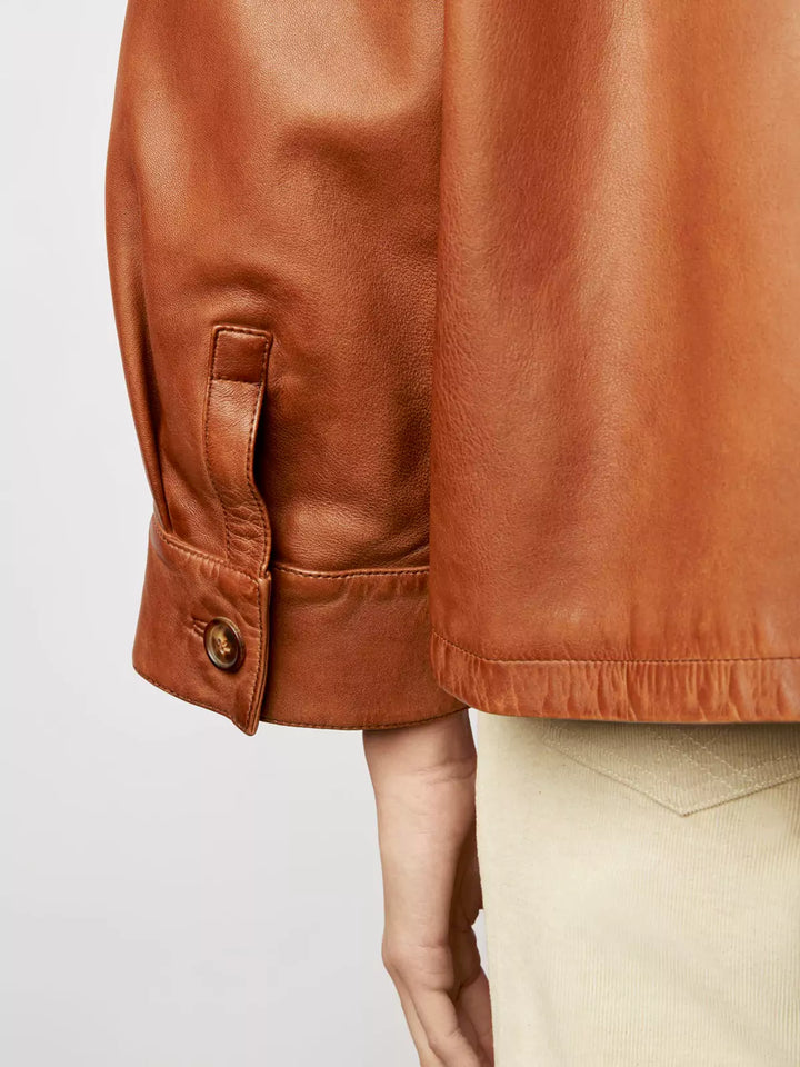 Minimalist Boxy Leather Short Jacket