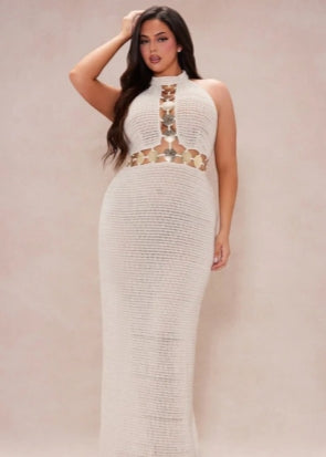Maldivian Crochet Maxi Dress - Cream