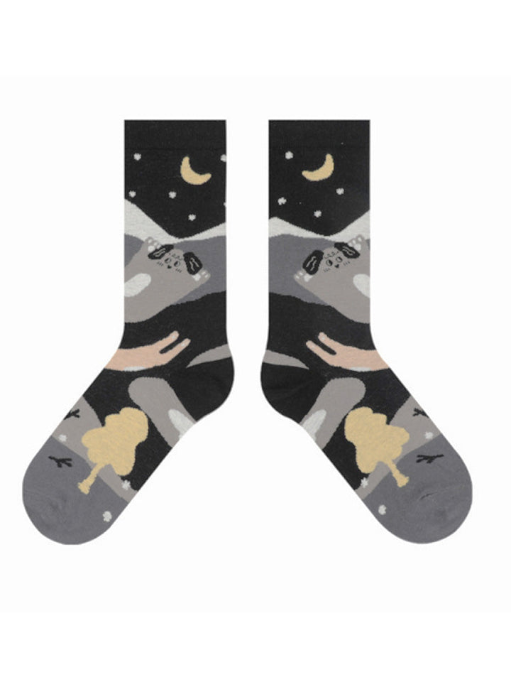 Niedliche Baumwollsocken mit Cartoon-Kitty-Muster