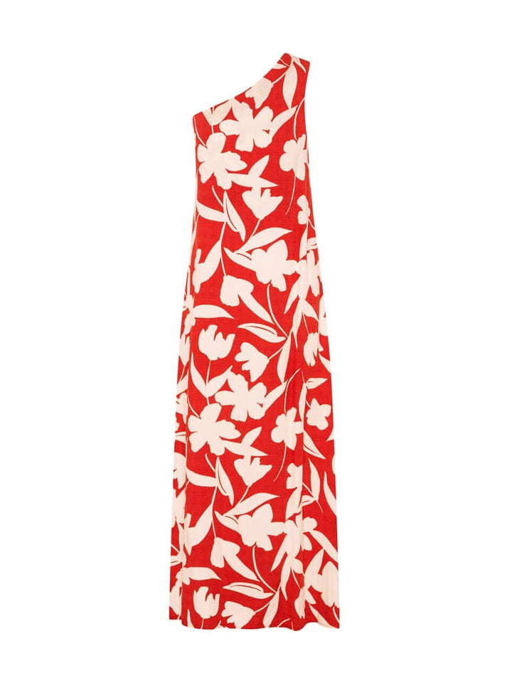 One-Shoulder Tie Maxi Dress In Valencia