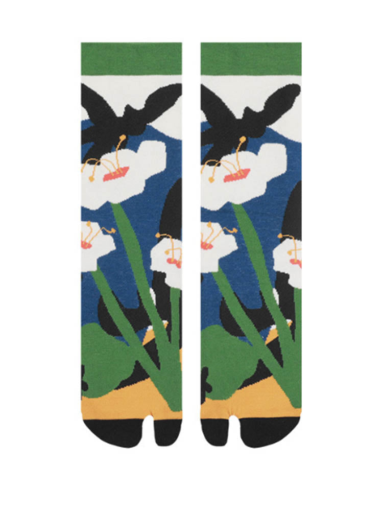 Blummenmuster Split Toe Socks