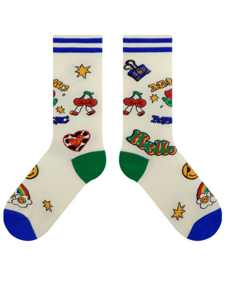 Cute Cartoon Muster Faarf Block Socken