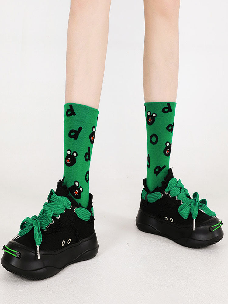 Chaussettes en coton ours noir dessin animé