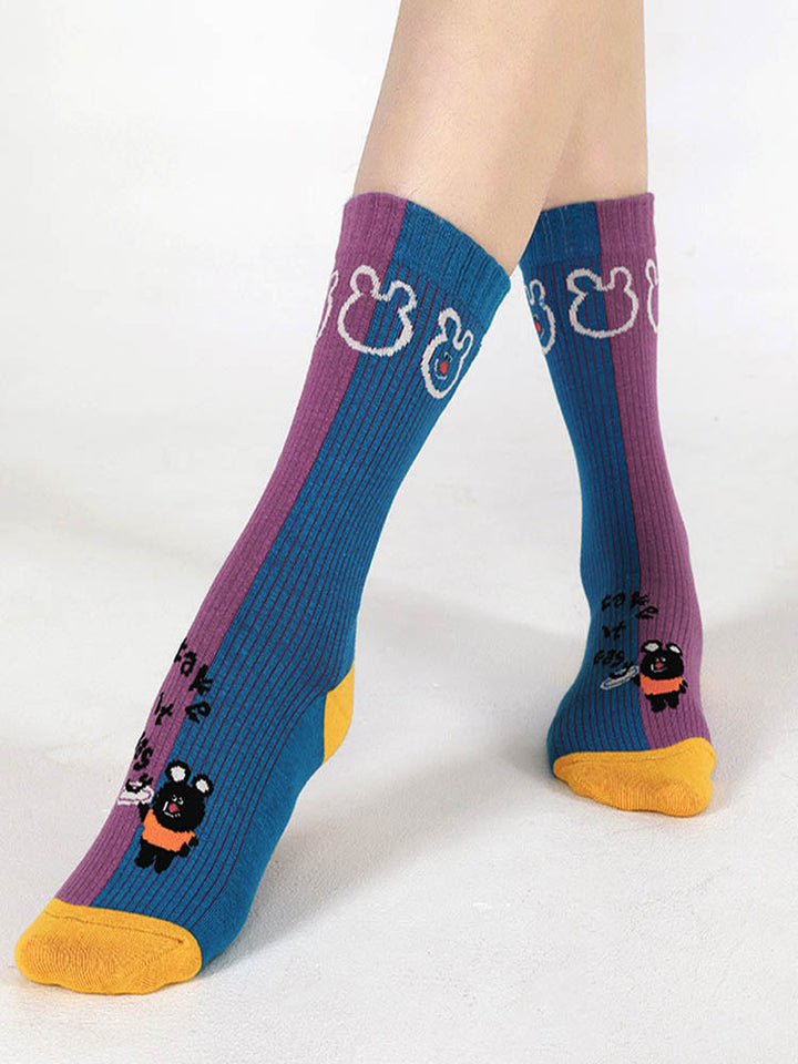 Chaussettes en coton ours noir dessin animé