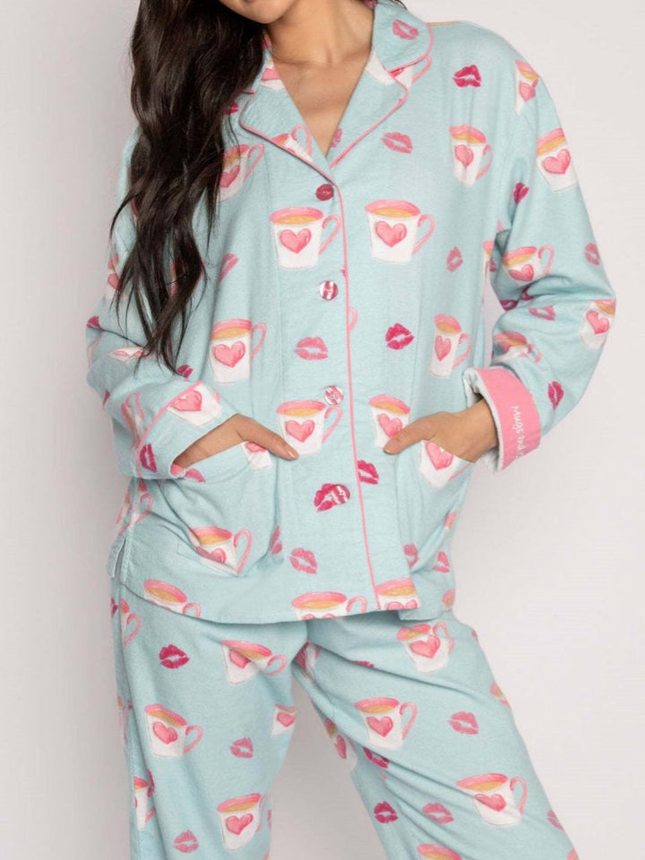 Heart and Lip Print Pajama Set