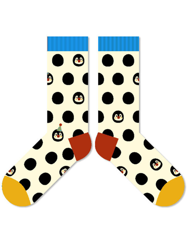 Cute Cartoon Penguin Polka Dot Socks