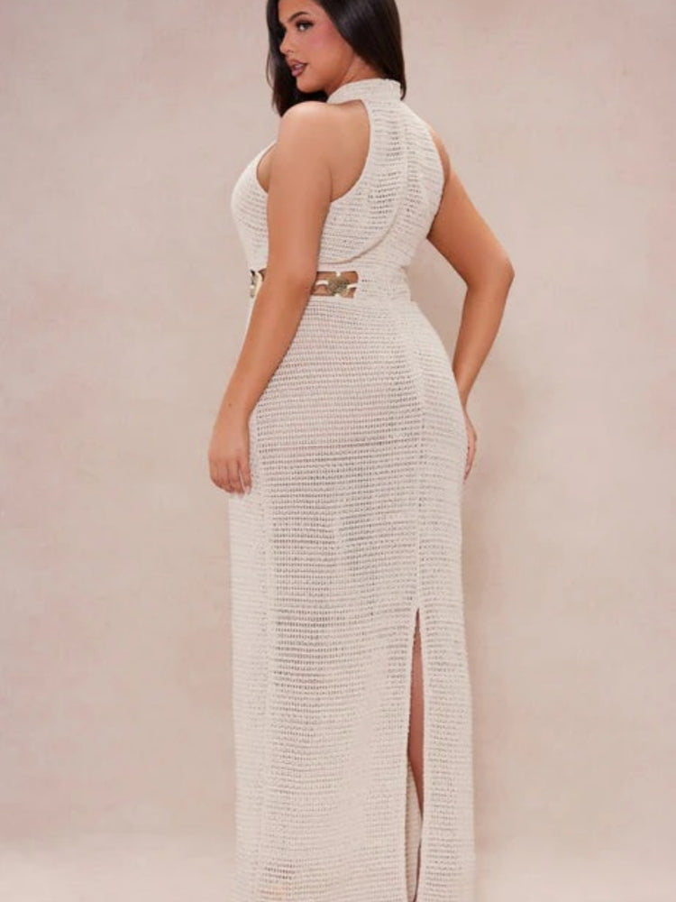 Maldivian Crochet Maxi Dress - Cream