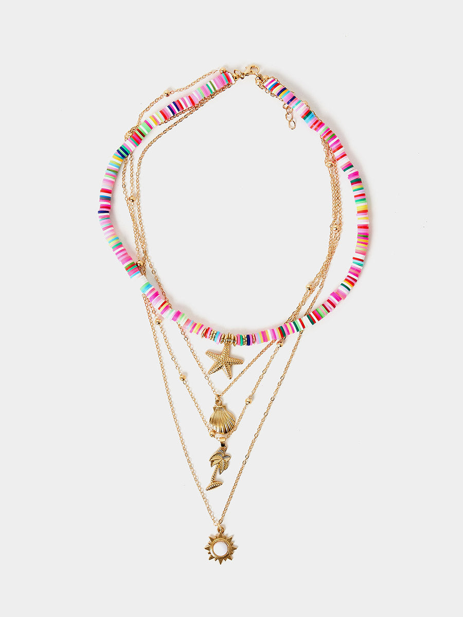 Collier Boho superposé à pendentif