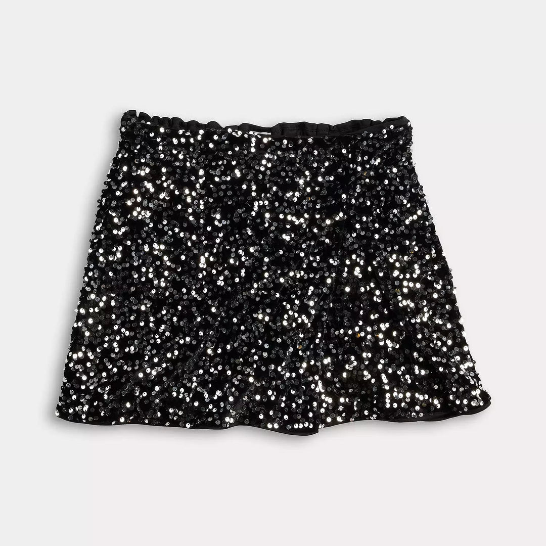 Faux Wrap Allover Sequined Skort