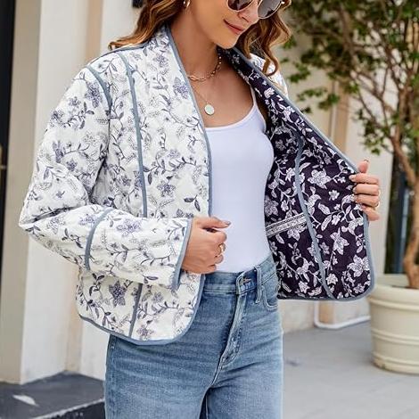 Veste réversible à imprimé floral ethnique