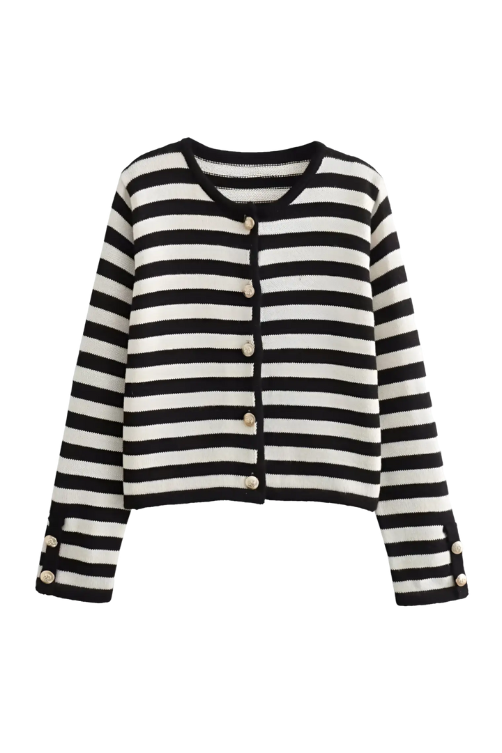 Striped Dropped Shoulder Long Sleeve Cardigan