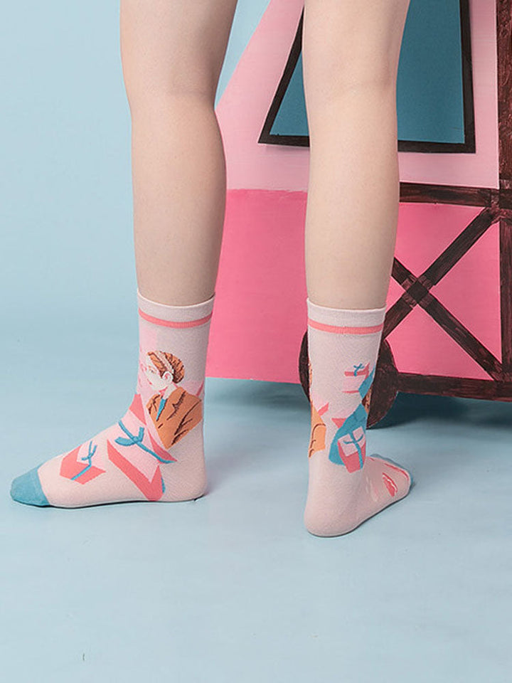 Cartoon Muster Mid-Calf Socks