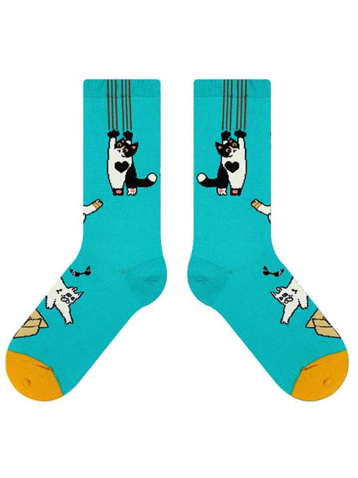 Chaussettes mi-mollet mignonnes Meow Meow de dessin animé