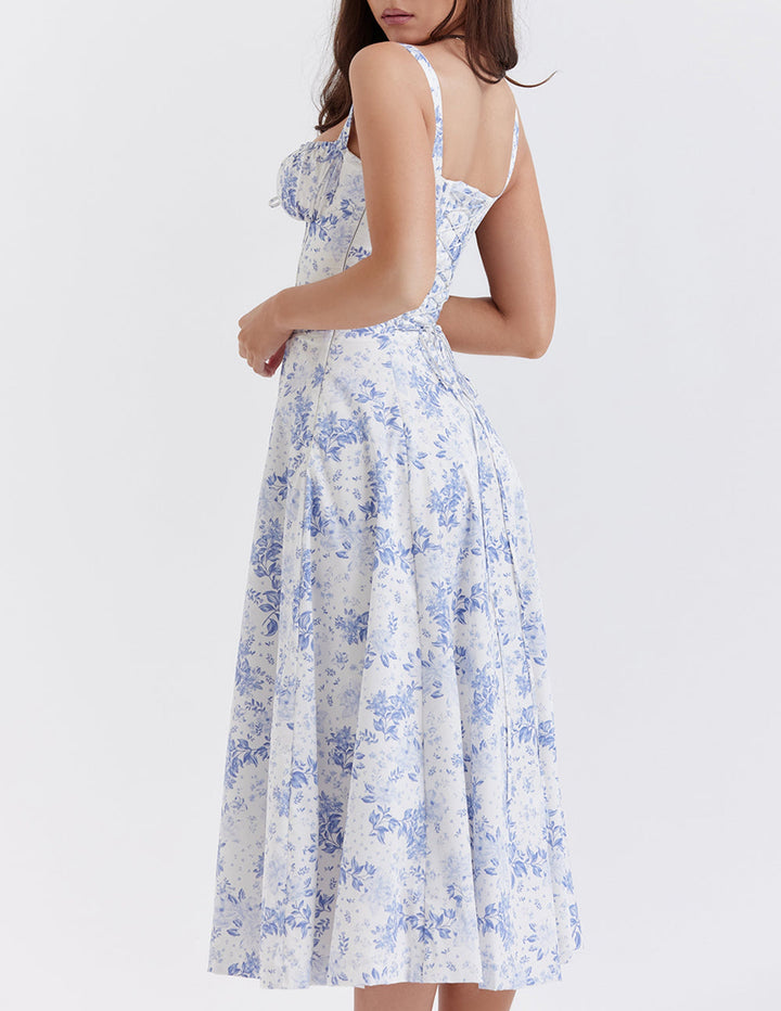 Rose print sildebens slip kjole