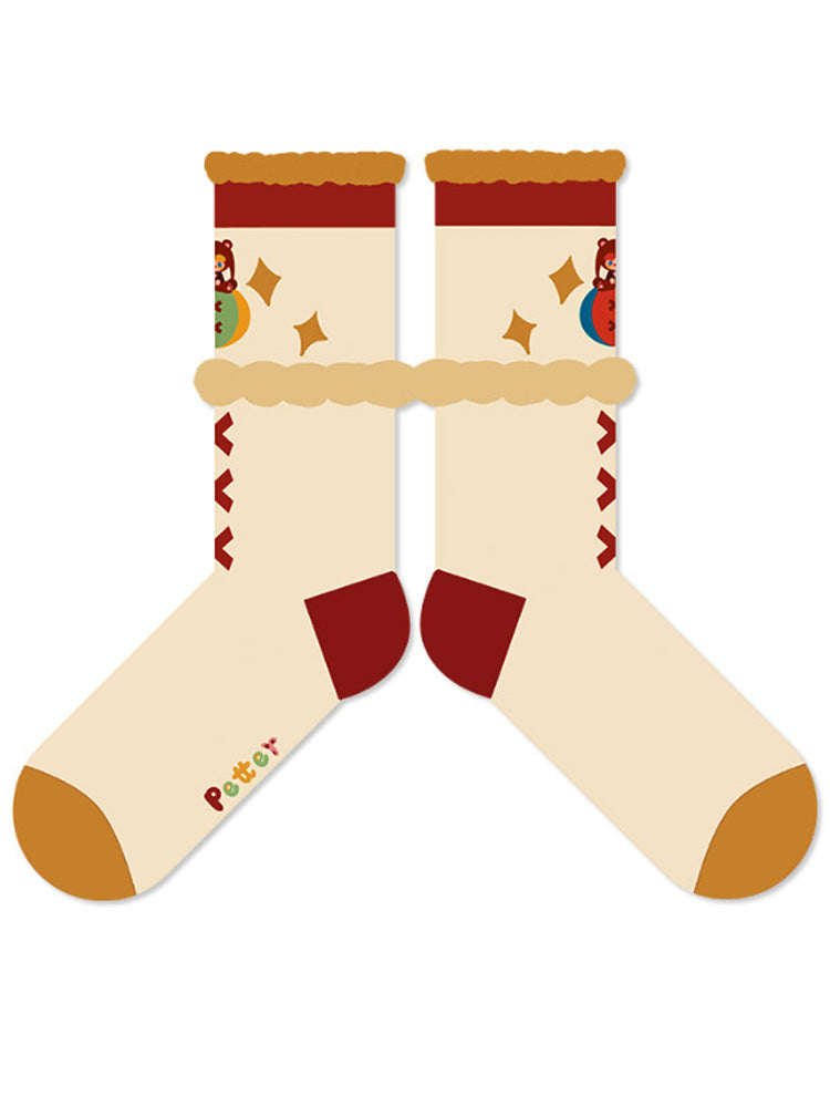 Cute Cartoon Illustration Mid-Calf Socks