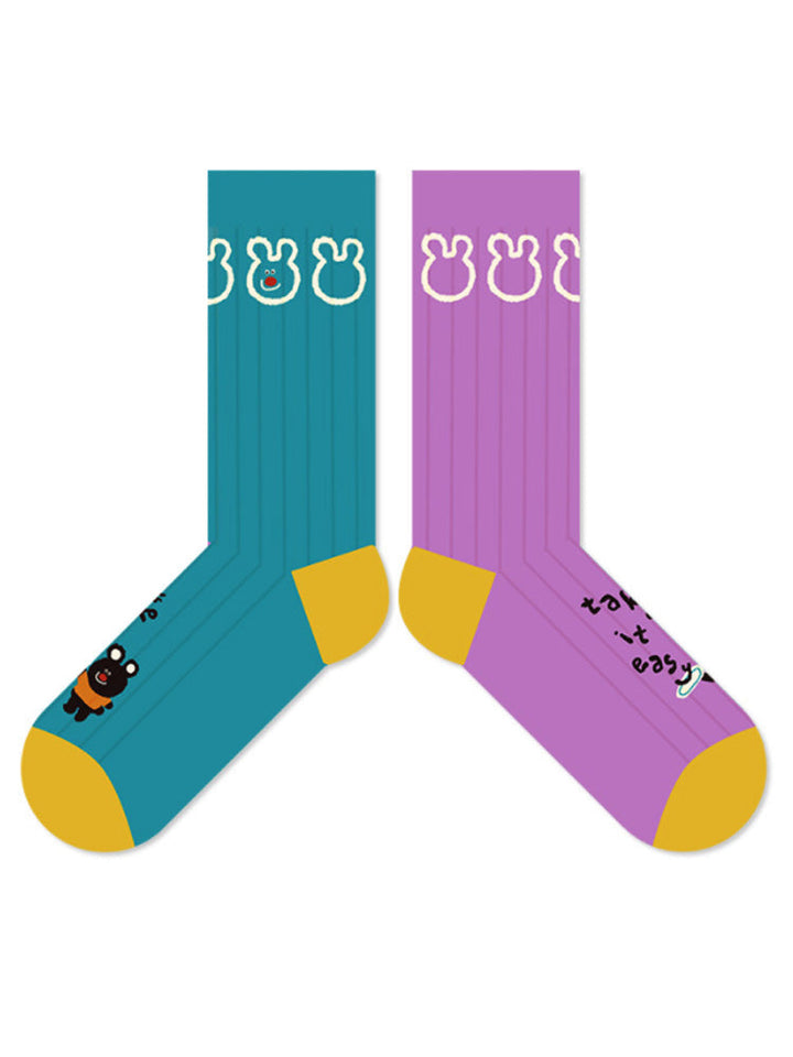 Cartoon Black Bear Cotton Socks