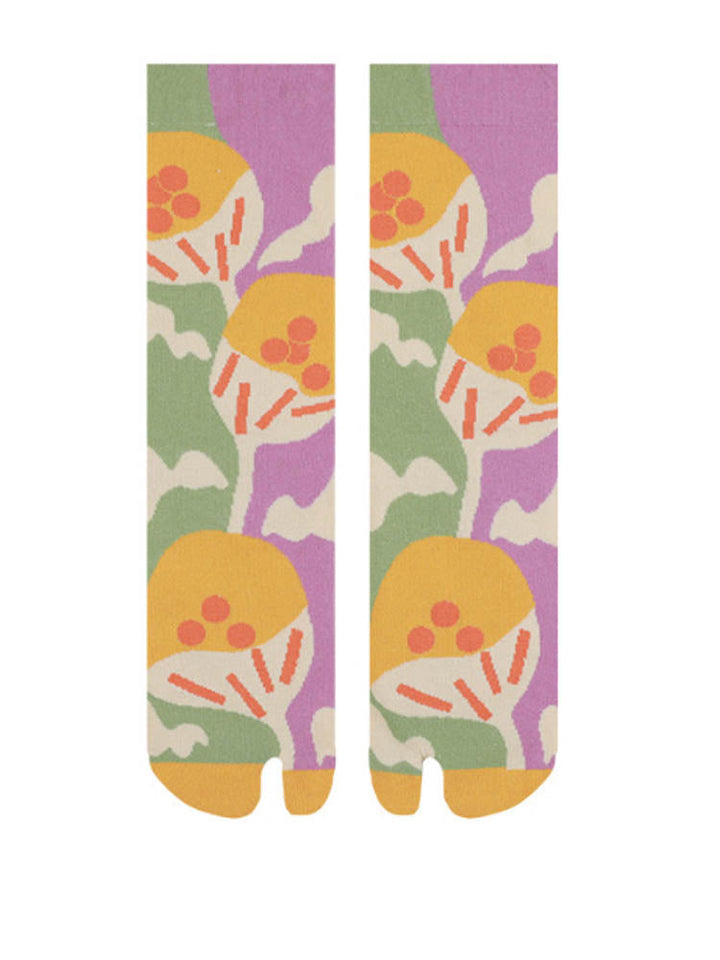 Chaussettes à bout fendu à motif floral