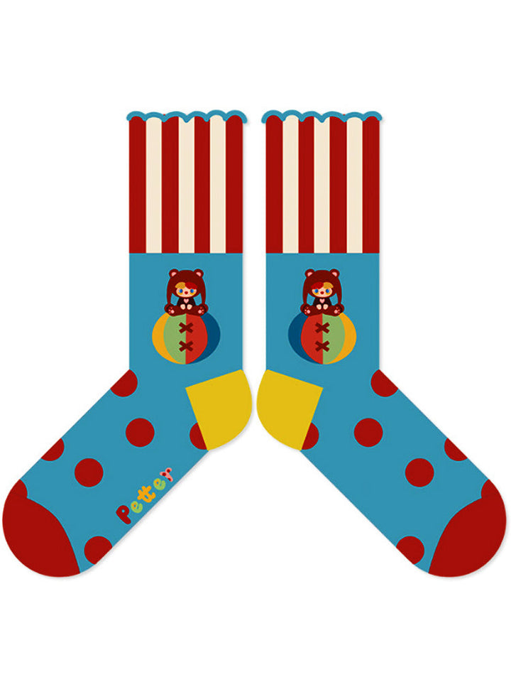 Cute Cartoon Illustration Mid-Calf Socks