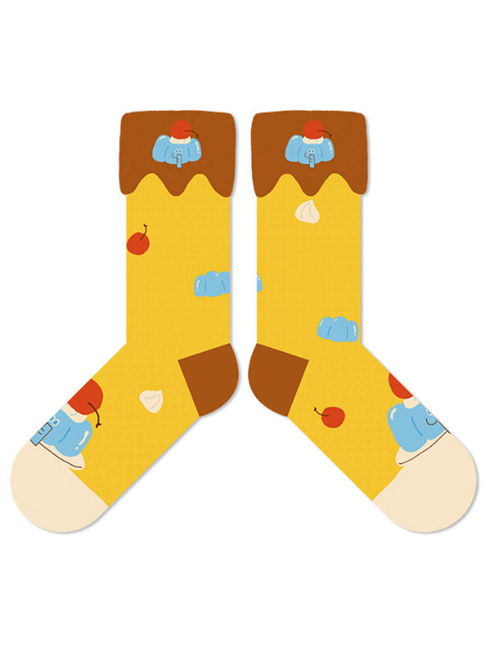 Cute Bear Pudding Muster Cotton Socks