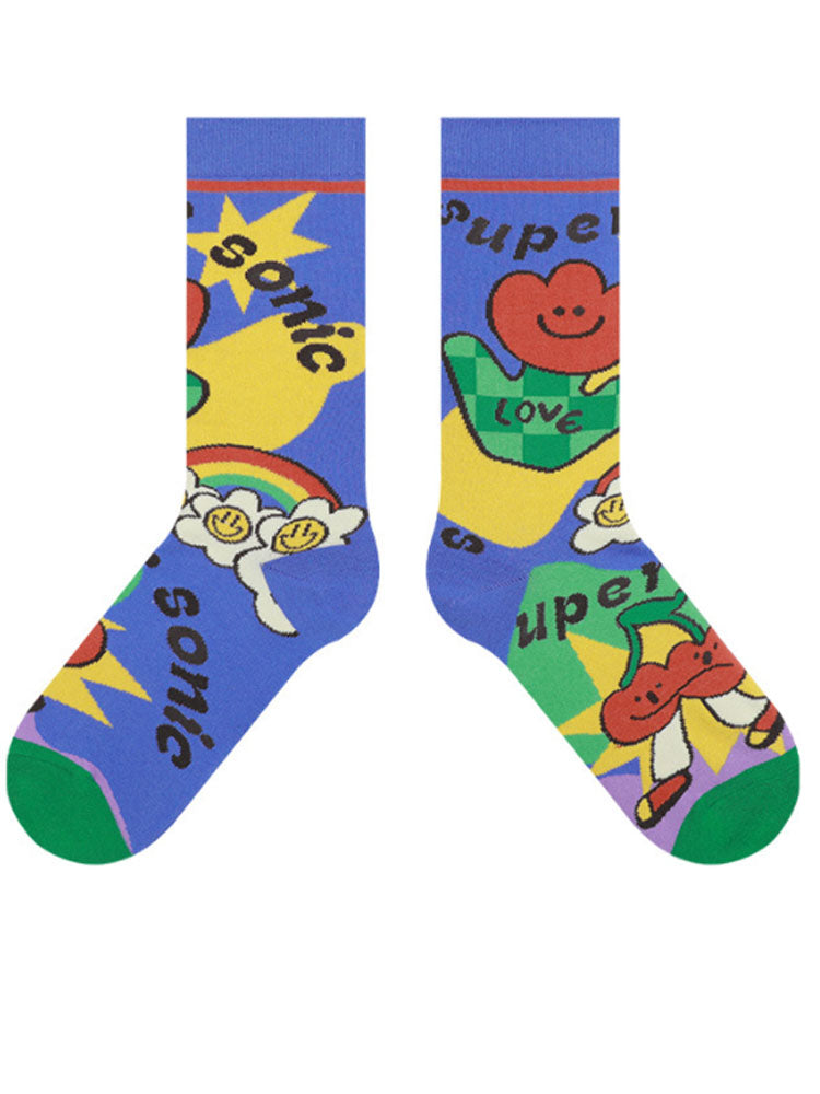 Cute Cartoon Muster Faarf Block Socken